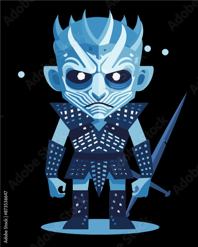 White walker game of thrones character mascot full body with sharp frozen sword. Full hd transparent background completely lossless resizable vector single icon generative ai
