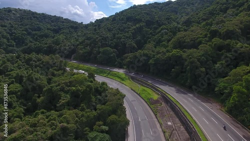 Aerial view of Fernão Dias Highway in the Serra da Canteira section - São Paulo, Brazil photo