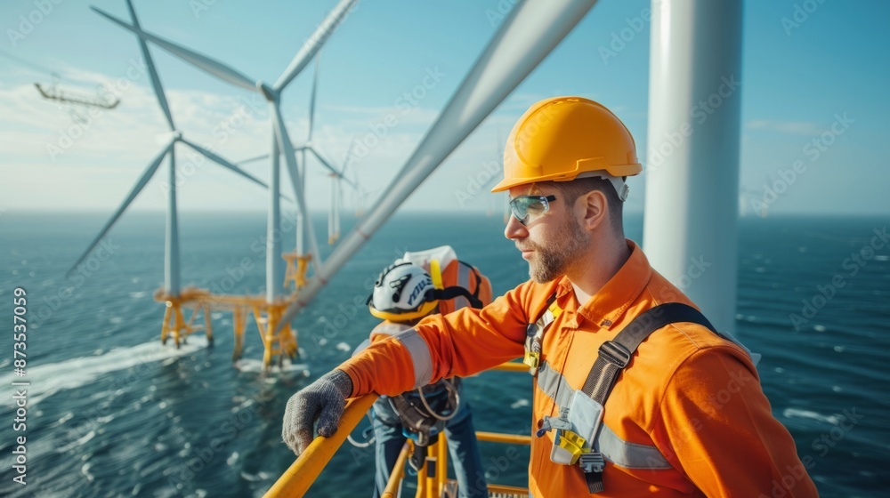 engineers working on the base of an offshore wind turbine generative ai engineers working on the base of an offshore wind turbine generative ai