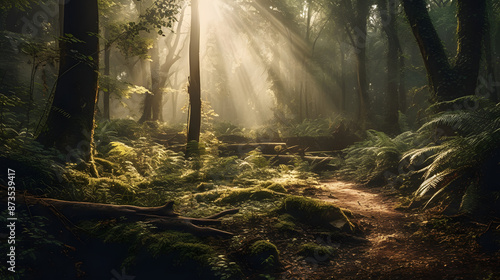 sun rays in the forest
