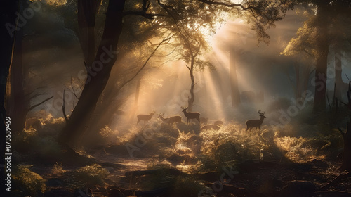 sunset in the forest