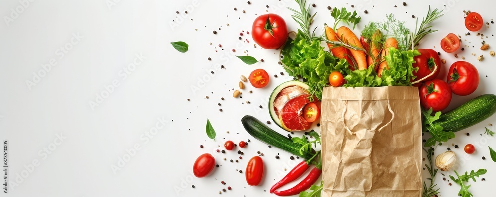 Paper Bag Filled with Healthy Food Paper Bag Filled with Healthy Food