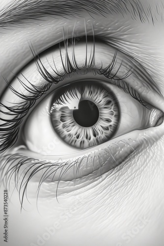 Realistic eyes pencil drawing style close up shot,Generater by AI . High quality photo photo