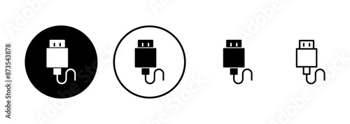 Usb icon vector isolated on white background. Flash disk icon vector