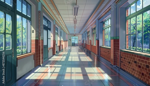 High school corridor in the daytime