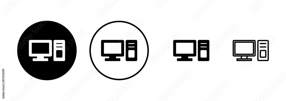 Computer icon vector isolated on white background. PC Icon vector. Computer monitor icon. Flat PC symbol Computer icon vector isolated on white background. PC Icon vector. Computer monitor icon. Flat PC symbol