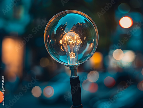 Business Idea Generation, Searching for business ideas, Startup business concept,  magnifier focus on target for growing business and network connection, idea generation, digital marketing. © Akilmazumder