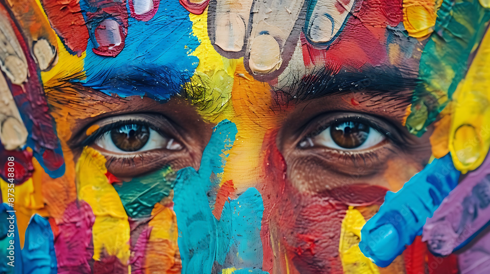 Obraz premium Colorful face paint, diversity and creativity concept