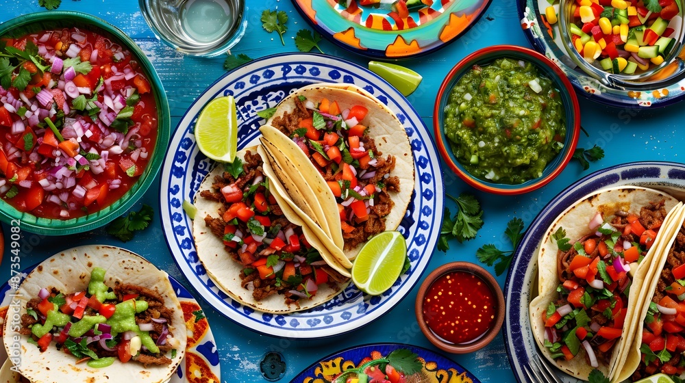 Mexican Tacos with Toppings Mexican Tacos with Toppings