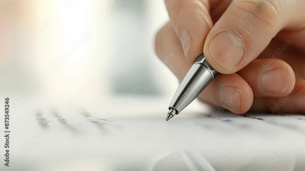 Hand signing a contract with a pen The focus is on the hand holding the pen as it moves to sign the document. It emphasizes moments of agreement and commitment. Suitable for business themes Hand signing a contract with a pen The focus is on the hand holding the pen as it moves to sign the document. It emphasizes moments of agreement and commitment. Suitable for business themes