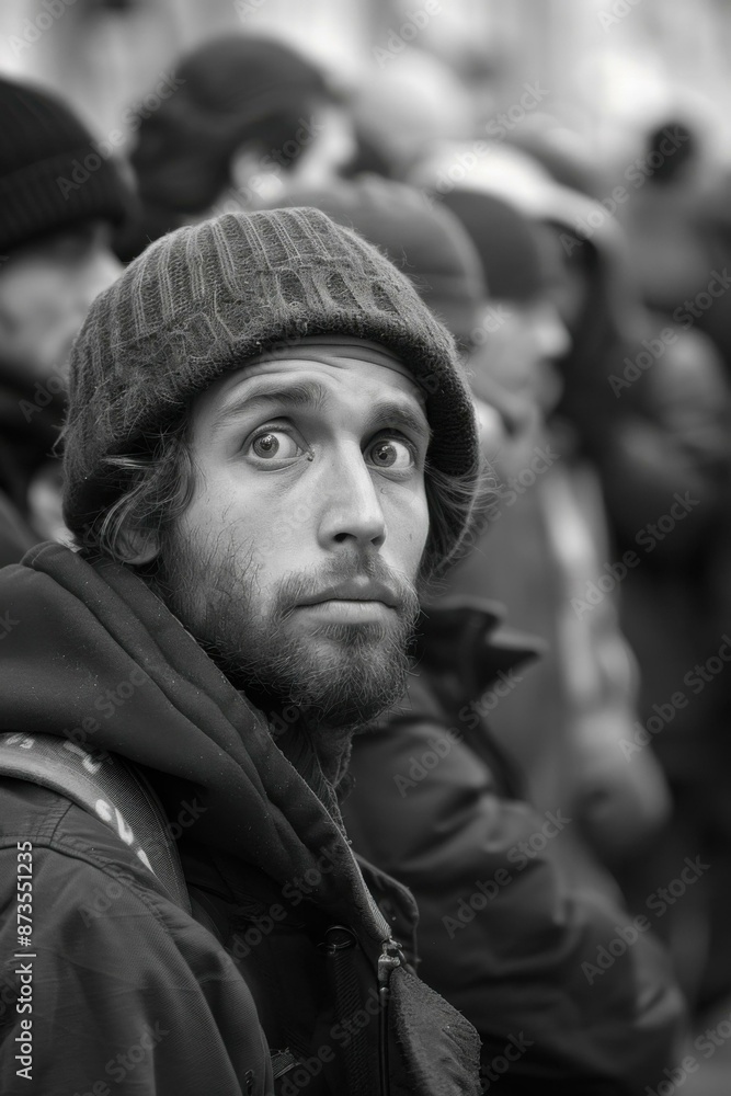 Portrait of a young man with a beard and beanie. AI. Portrait of a young man with a beard and beanie. AI.