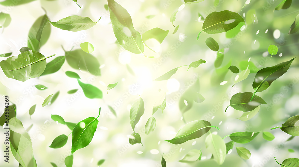 Flying leaves effect with mild sunbeam in 3d illustration vector Flying leaves effect with mild sunbeam in 3d illustration vector
