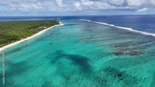 Le Morne Beach At Port Louis In Mauritius Island Mauritius. Indian Ocean Landscape. Beach Paradise. Port Louis At Mauritius Island. Seascape Outdoor. Nature Background. Tourism Mauricia. photo