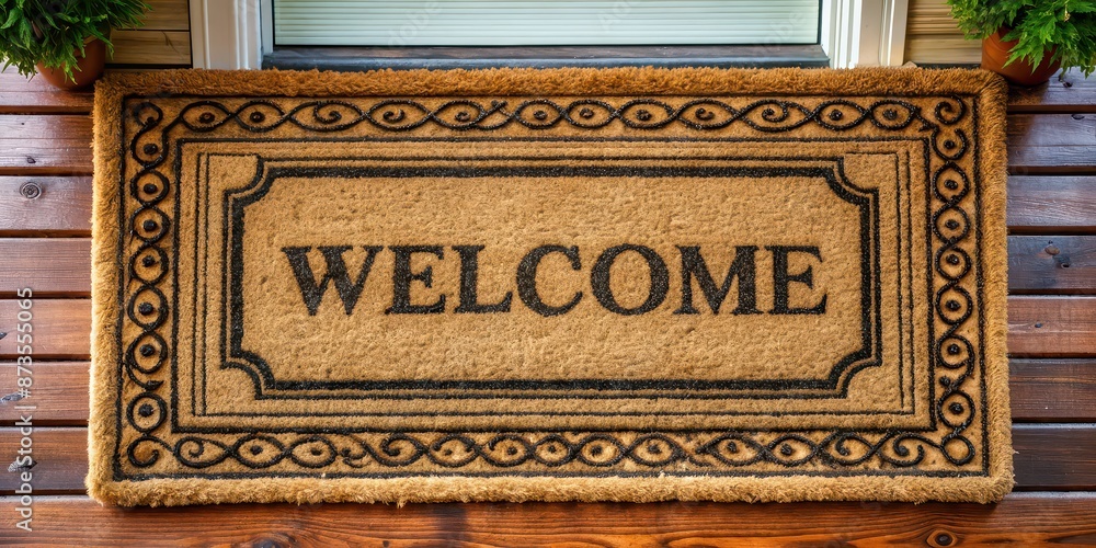 Door mat with welcome sign for front porch, welcome, home, greeting, entrance, mat, doormat, floor, decoration Door mat with welcome sign for front porch, welcome, home, greeting, entrance, mat, doormat, floor, decoration