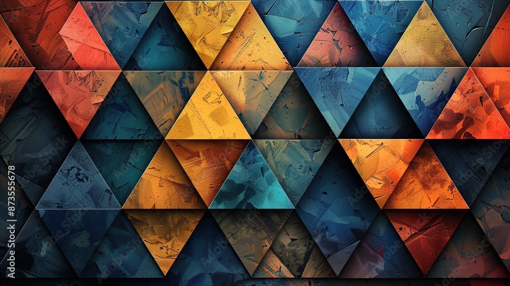background with different colored triangle shapes, Generate AI. background with different colored triangle shapes, Generate AI.