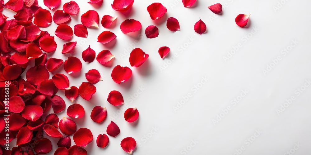 Red rose petals scattered on a white background, rose, petals, red, romance, love, flower, beauty, delicate Red rose petals scattered on a white background, rose, petals, red, romance, love, flower, beauty, delicate