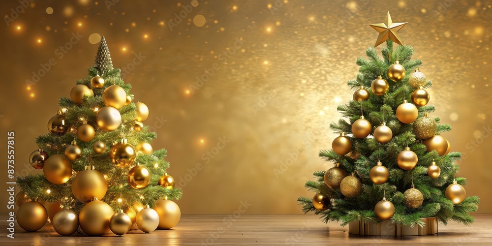 Festive gold Christmas tree decorated with shiny ornaments, festive, gold, Christmas tree, decorated, shiny Festive gold Christmas tree decorated with shiny ornaments, festive, gold, Christmas tree, decorated, shiny