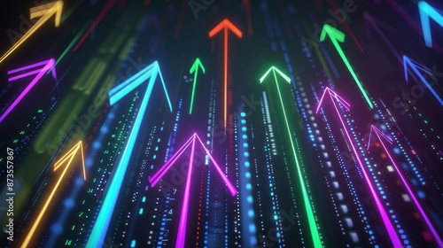 Wallpaper Mural Neon Arrows Ascending in a Digital Space Torontodigital.ca