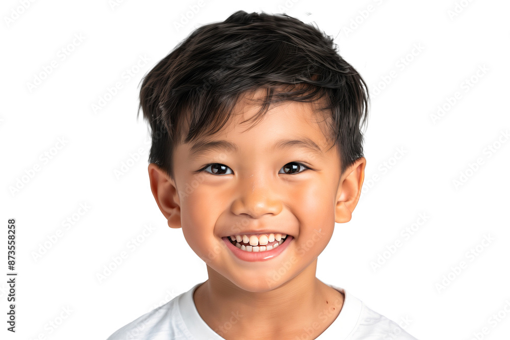 Portrait of a smiling boy with happy expression, isolated on transparent background Portrait of a smiling boy with happy expression, isolated on transparent background