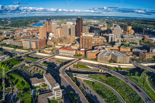 Foto Aerial View of the St. Paul, Minnesota Skyline during Summer