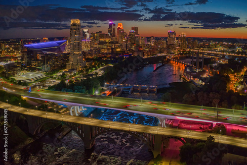Photos Aerial View of the Minneapolis, Skyline at Night