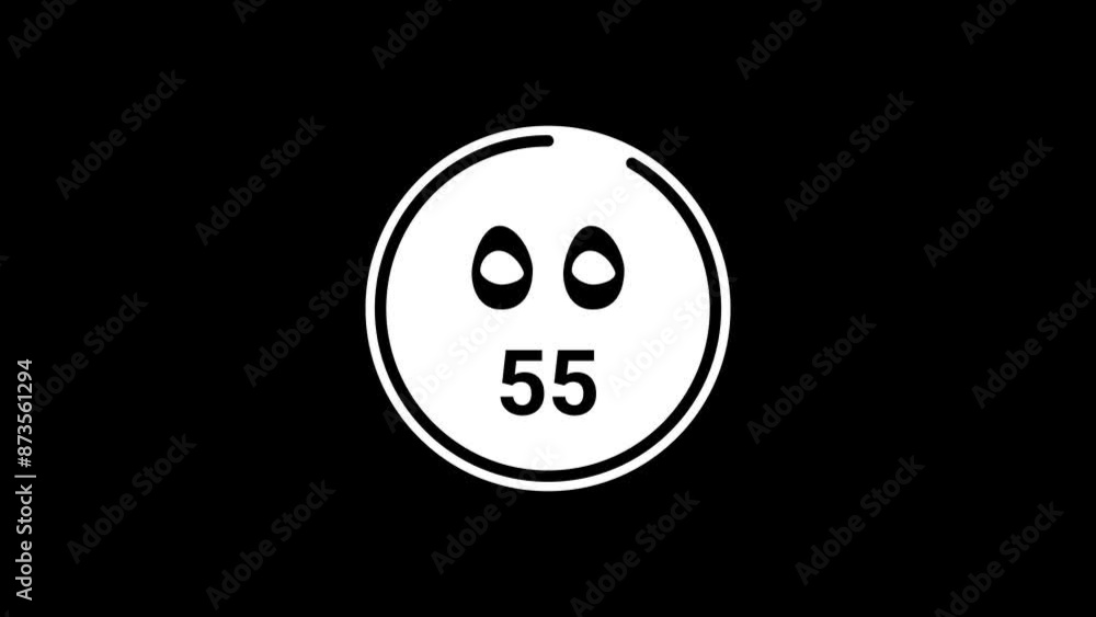 60 sec (1 min) white countdown timer displaying both Eastern and Western Arabic numerals on a black background. Stroke animate according to elapsed time. Road sign inspired design, 4K Motion Graphics 60 sec (1 min) white countdown timer displaying both Eastern and Western Arabic numerals on a black background. Stroke animate according to elapsed time. Road sign inspired design, 4K Motion Graphics