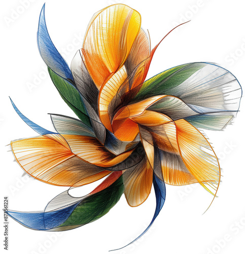 colorful flower made of colored paper on a white surface
