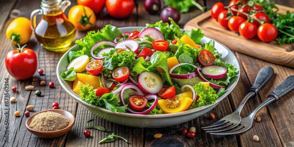 A fresh and colorful salad with a variety of vegetables and greens , healthy, food, fresh, salad, bowl, organic, meal, diet A fresh and colorful salad with a variety of vegetables and greens , healthy, food, fresh, salad, bowl, organic, meal, diet