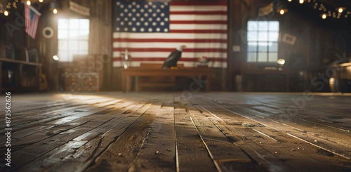 American Bald Eagle Portrait Against A Distressed Flag