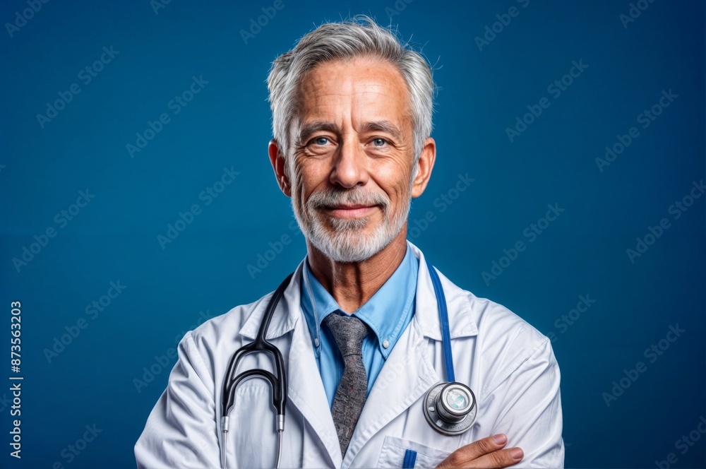 Portrait of a Senior Male Doctor Smiling in White Coat Portrait of a Senior Male Doctor Smiling in White Coat