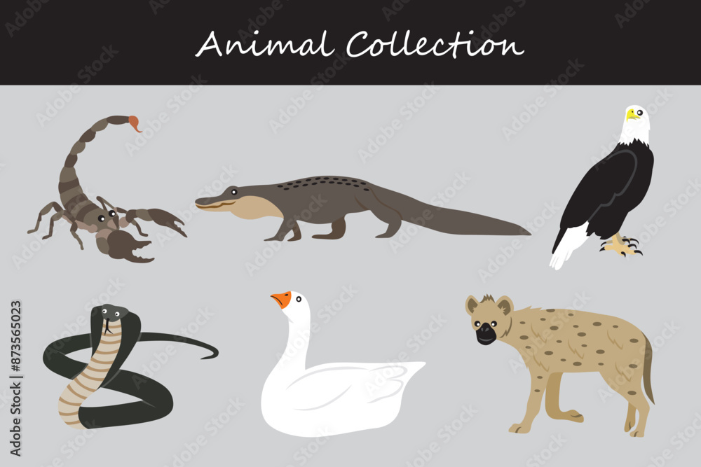 Fototapeta premium Animals collection. Flat style vector illustration.