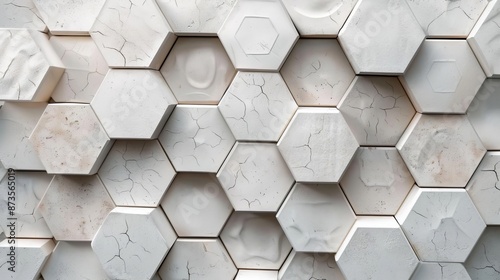 Geometric Pattern with White and Grey Hexagonal Tiles photo