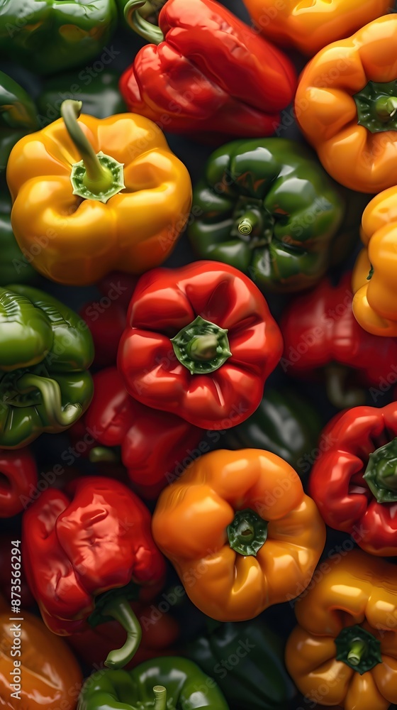 Vibrant Assortment of Crisp and Ripe Bell Peppers in a Rainbow of Colors Captured in a Detailed Photograph Vibrant Assortment of Crisp and Ripe Bell Peppers in a Rainbow of Colors Captured in a Detailed Photograph