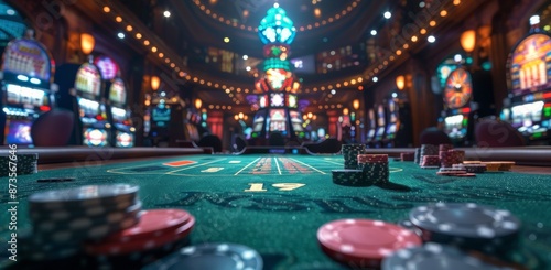 A Close-Up View Of A Roulette Wheel In A Vibrant Casino Setting