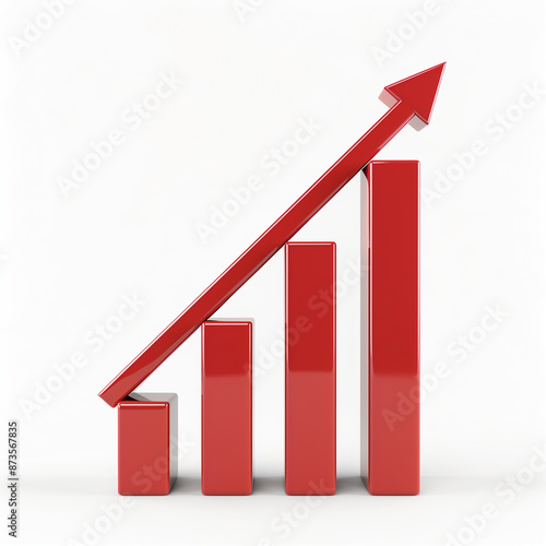 Red Arrow Upward Trend: A 3D rendering of a red bar graph with an upward arrow symbolizing growth and progress. This image represents financial success, positive trends. Free Download Red Arrow Upward Trend: A 3D rendering of a red bar graph with an upward arrow symbolizing growth and progress. This image represents financial success, positive trends. - GFXLoad