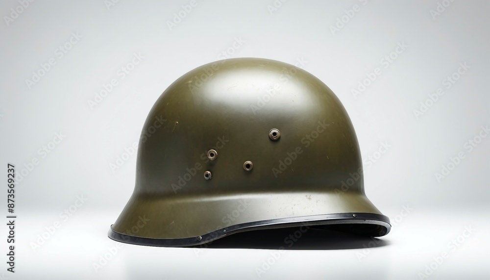 Fototapeta premium brand new military helmet, isolated white background, copy space for text