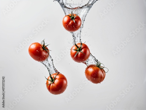 tomatoes in water splash