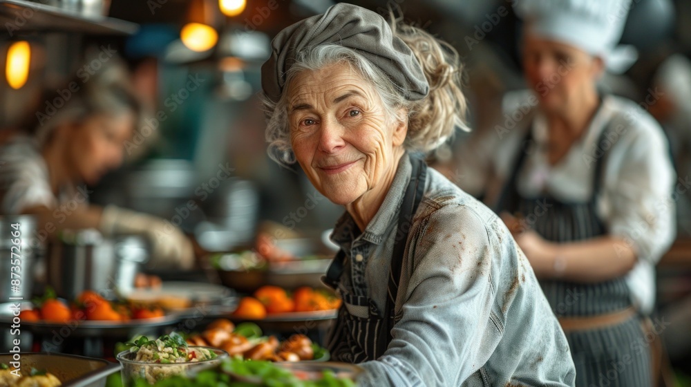 A heartfelt blank featuring LGBTQ+ elders volunteering at a community kitchen, serving meals with kindness and compassion A heartfelt blank featuring LGBTQ+ elders volunteering at a community kitchen, serving meals with kindness and compassion