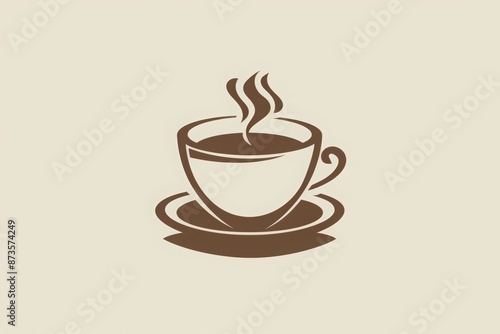 Stylized coffee cup logo illustration with steam on neutral background
