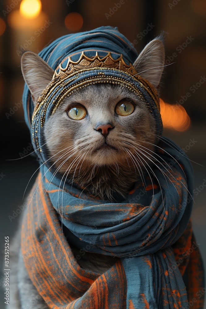 cat waring Egyptian Princess costume, funny pet portrait, cat waring Egyptian Princess costume, funny pet portrait,