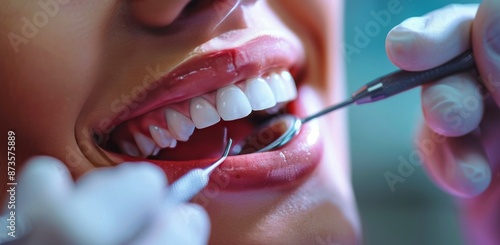 Close-Up of a Patients Teeth During a Dental Examination