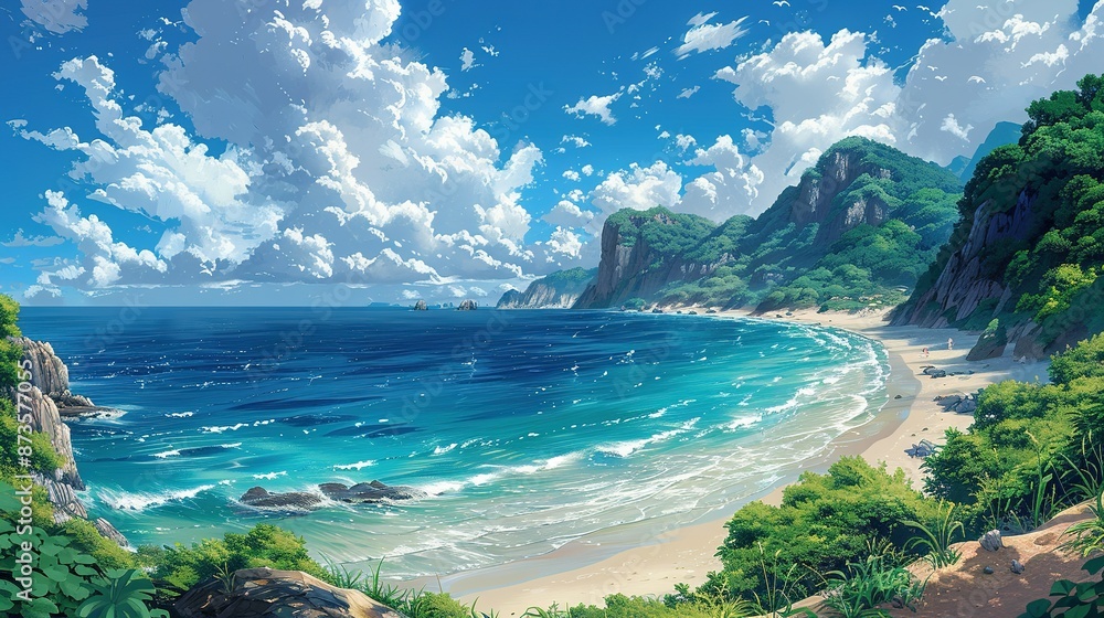 Fototapeta premium Azure Skies and Golden Sands