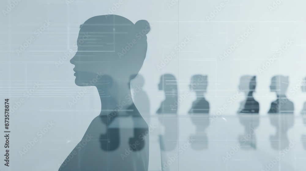 A bustling virtual business meeting with holographic projections of diverse team members set in a futuristic office space equipped with advanced AI assistants and interactive data displays