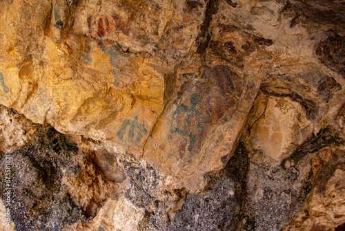 Pintish Machay cave paintings in Huaricolca - Tarma.