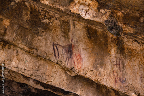 Pintish Machay cave paintings in Huaricolca - Tarma.