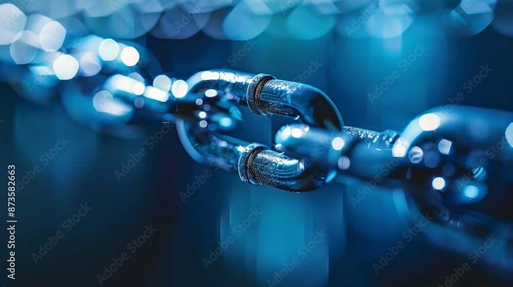 A chain link is shown in a blue color A chain link is shown in a blue color
