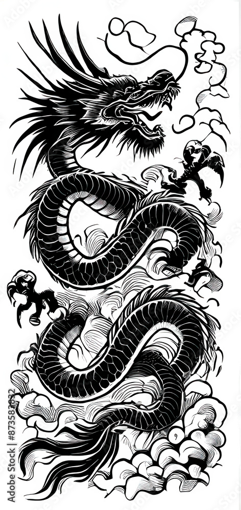 Fototapeta premium TRIBAL TATOO トライバル タトゥ 刺青 和柄 龍 Dragon