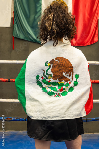 Mexican boxing fighter in a fighting ring