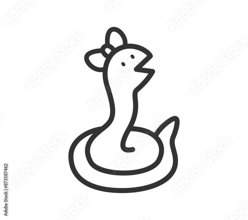 リボンを付けた蛇のイラスト
