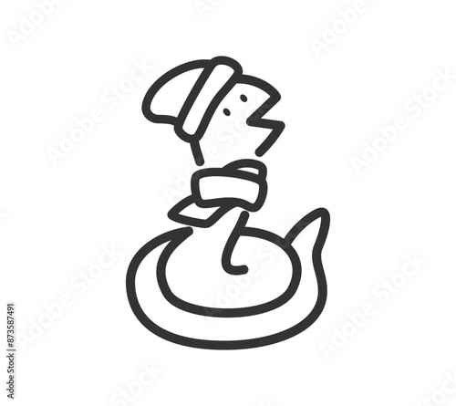 ニット帽とマフラーを付けた蛇のイラスト
